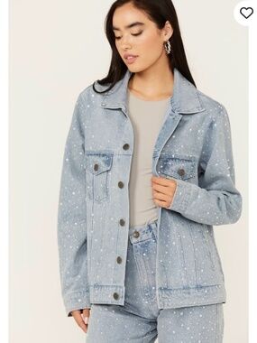Show me your mumu denim rhinestone jacket and jeans